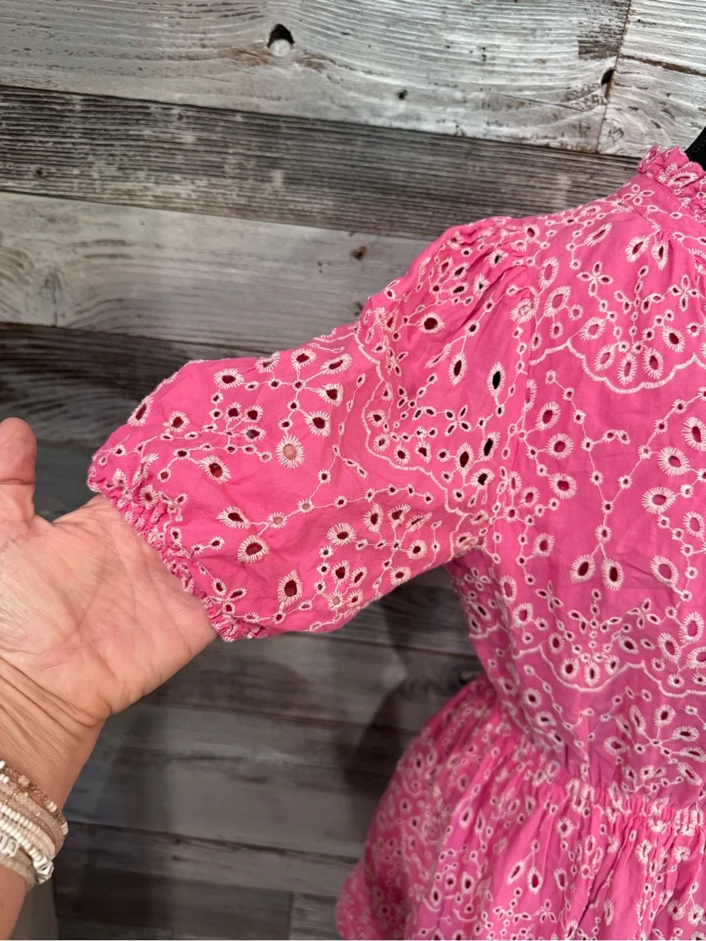 Sugarlips Pink Eyelet Ruffle Waist Mini Dress - Picture 3 of 5